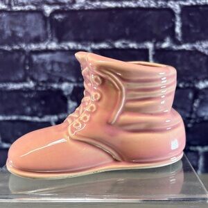Vintage Pink Ceramic Boot Planter